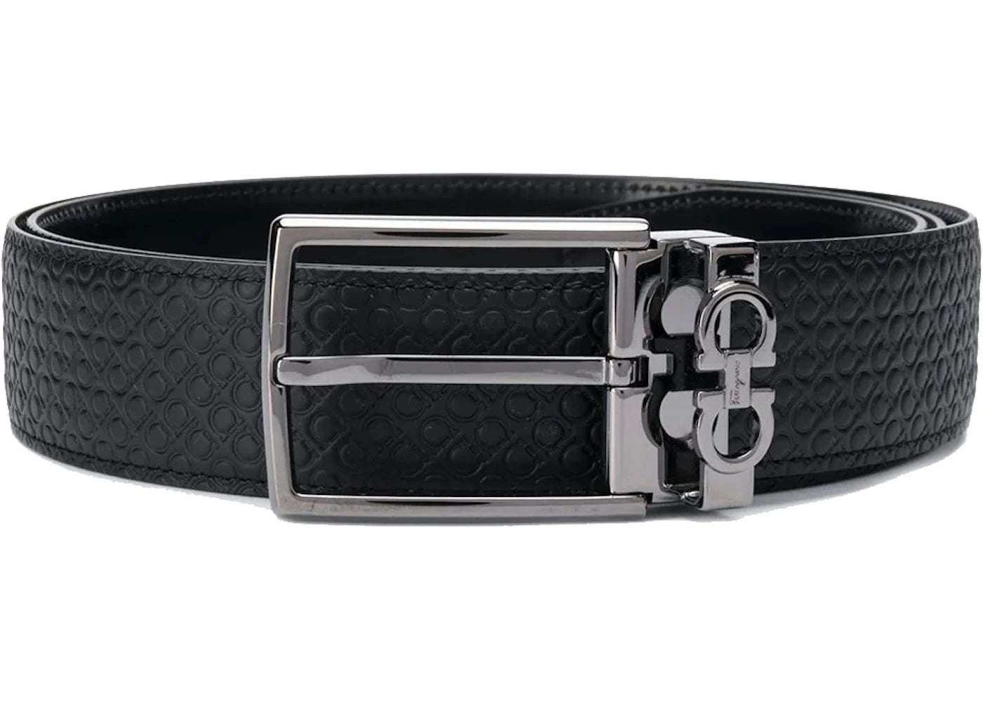 Ferragamo Reversible And Adjustable Gancini Belt 718382 Black