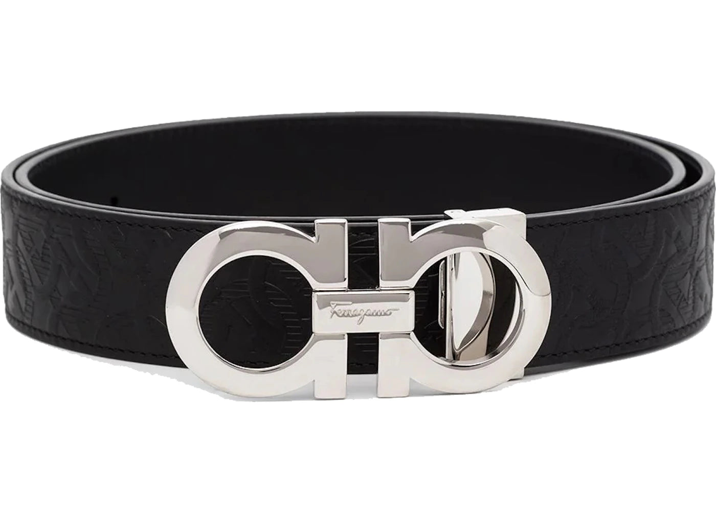 Ferragamo Reversible And Adjustable Gancini Belt 724127 Black