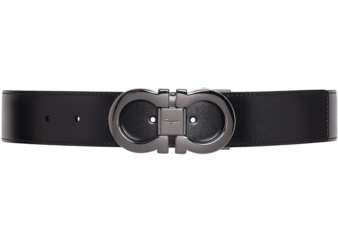 Ferragamo Reversible And Adjustable Gancini Belt Black/Auburn