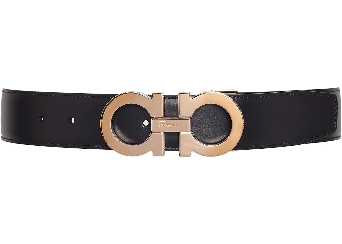 Ferragamo Reversible And Adjustable Gancini Belt Black/Blue Marine