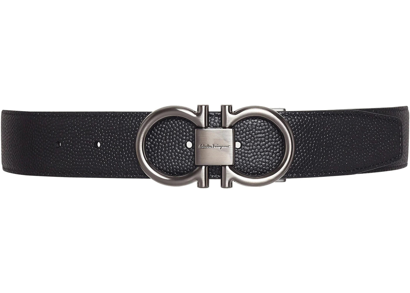 Ferragamo Reversible And Adjustable Gancini Belt Black/Chocolate