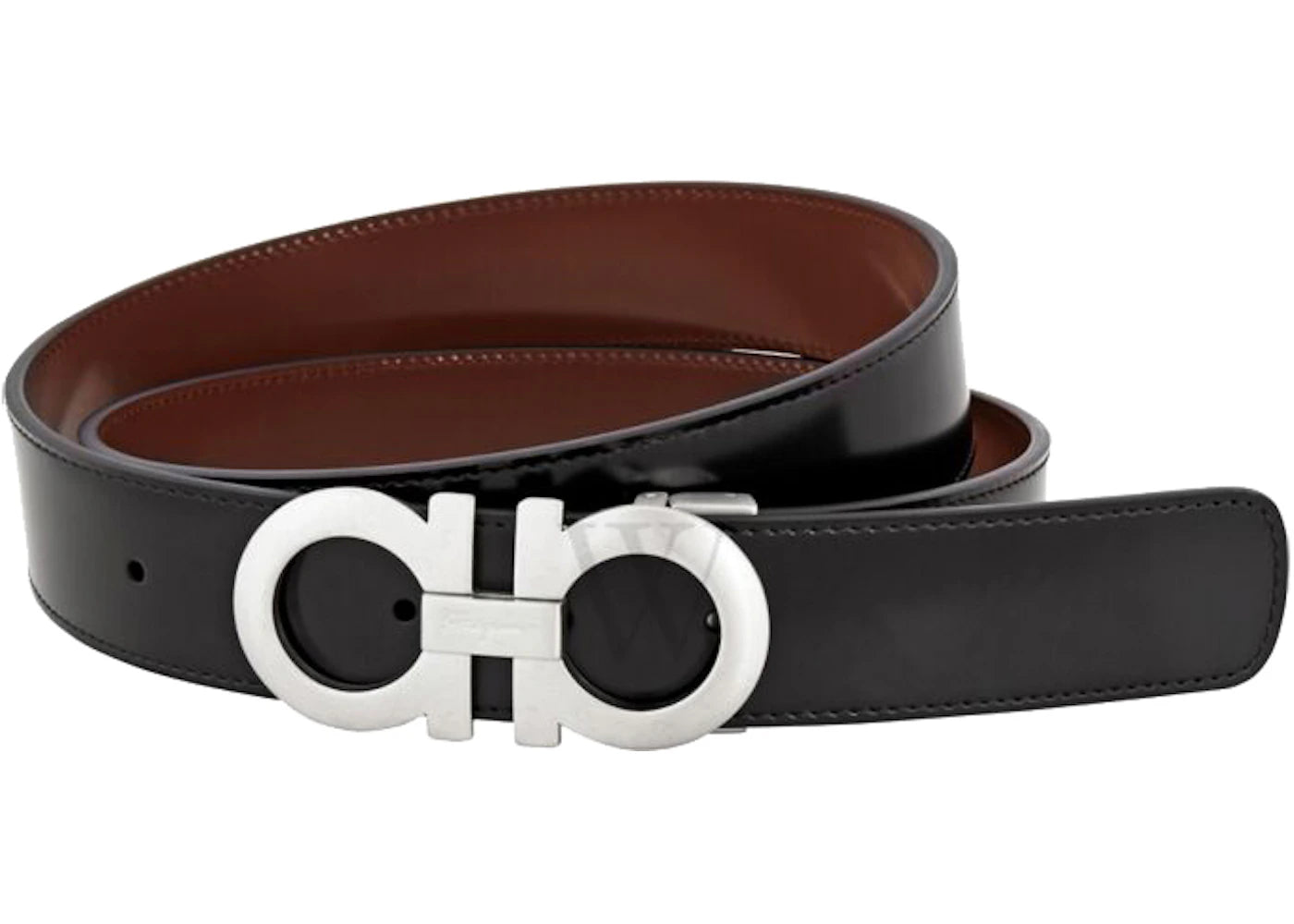 Ferragamo Reversible And Adjustable Gancini Belt 675542 312615 Black/Dark Brown
