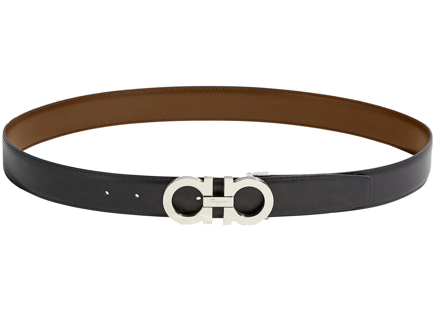 Ferragamo Reversible And Adjustable Gancini Belt Black/Radica
