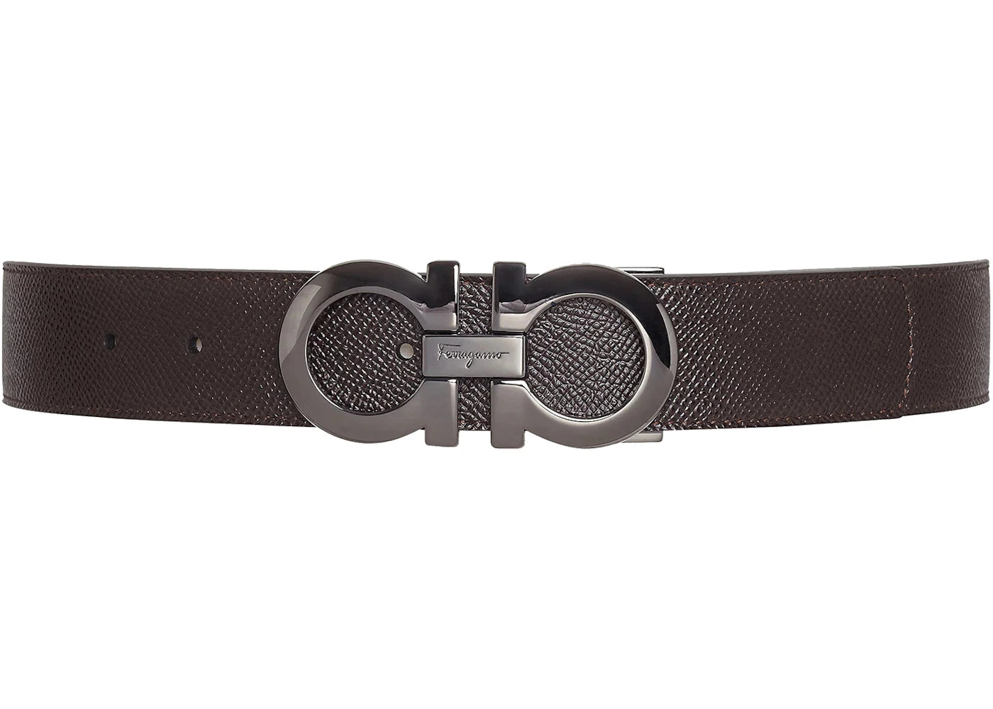 Ferragamo Reversible And Adjustable Gancini Belt Black/Testa di Moro