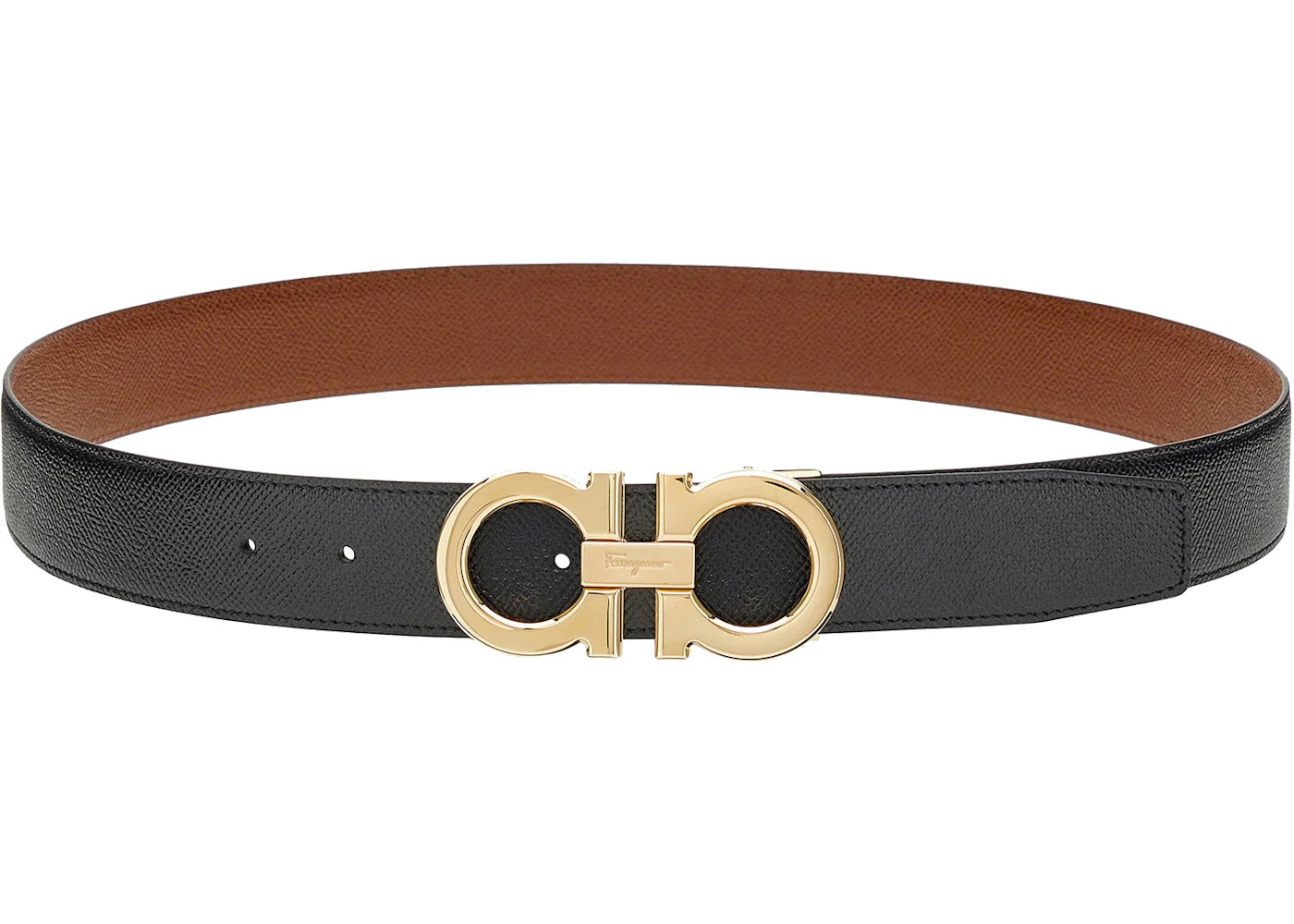 Ferragamo Reversible And Adjustable Gancini Belt Black/Vicuna