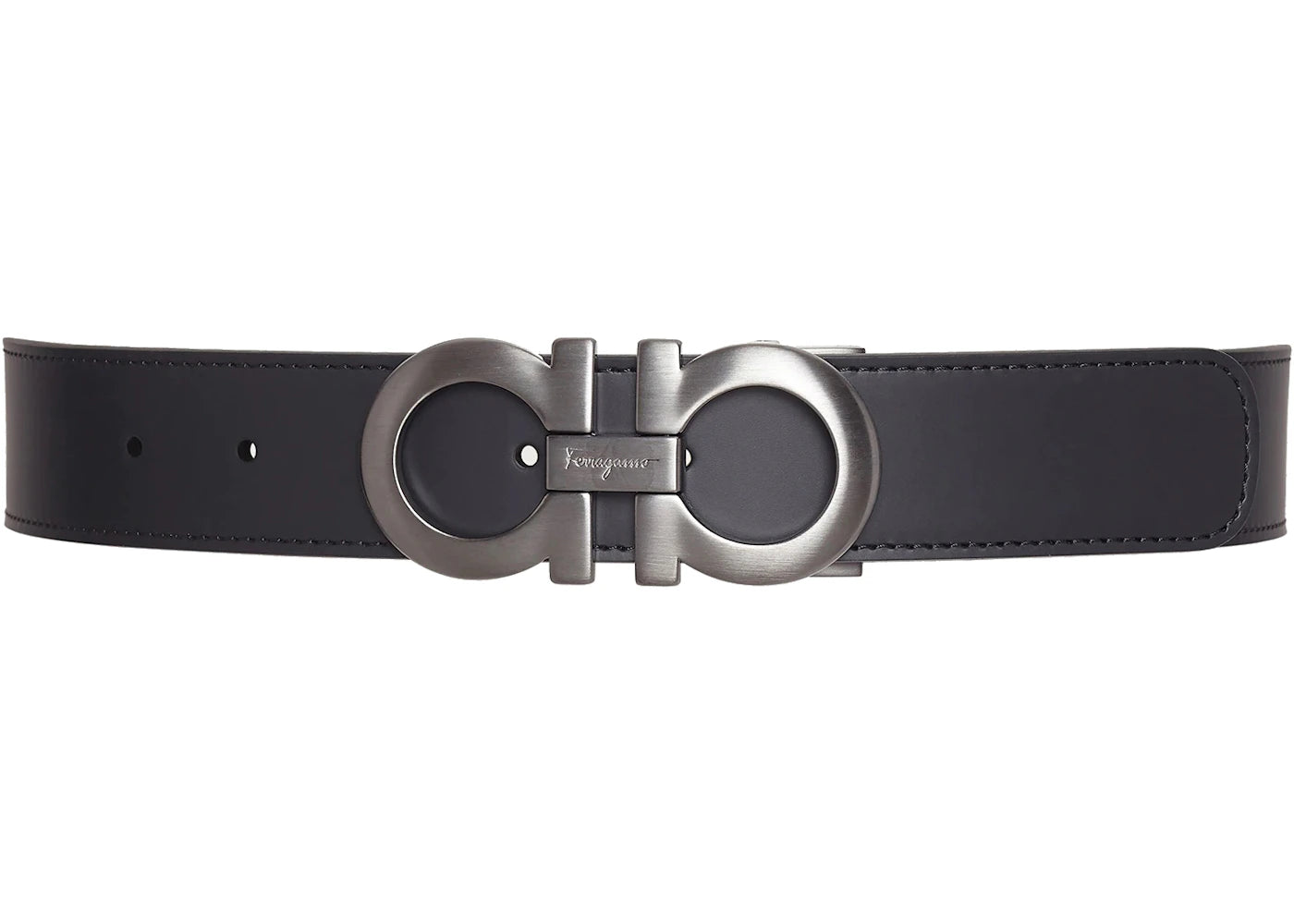 Ferragamo Reversible And Adjustable Gancini Belt 675542 464231 Black/Dark Brown