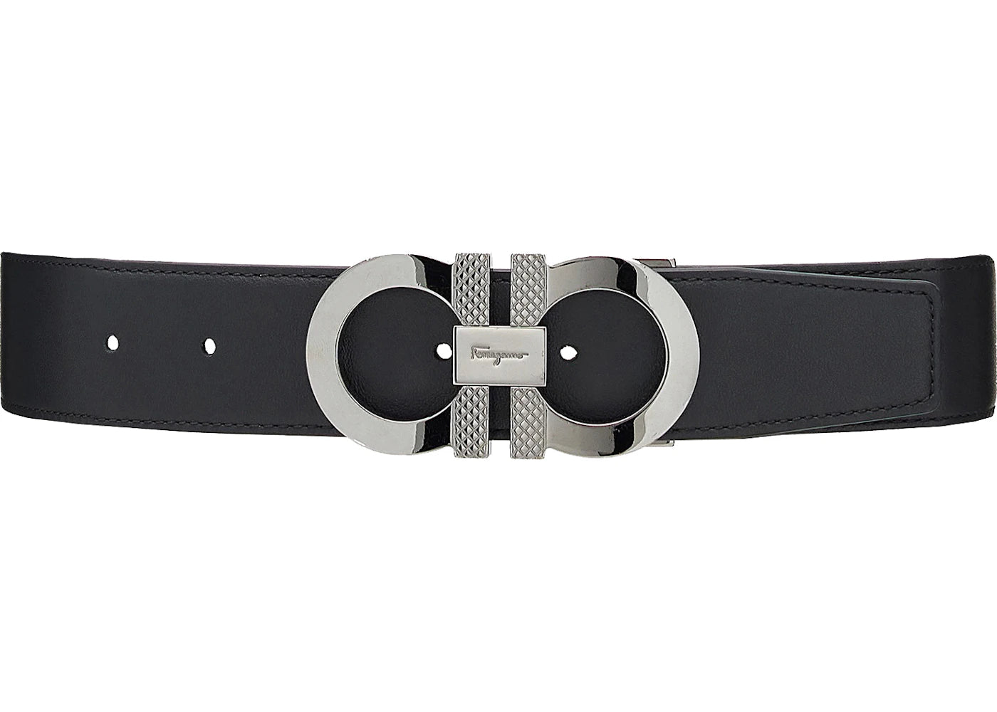 Ferragamo Reversible And Adjustable Gancini Belt Ruthenium Black/Vicuna