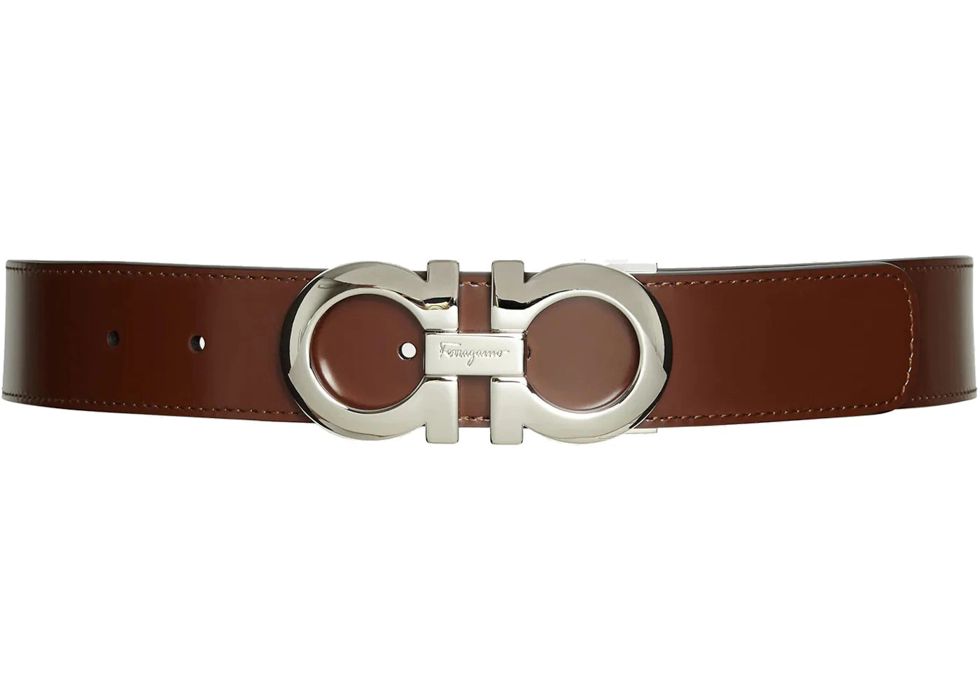 Ferragamo Reversible And Adjustable Gancini Belt 675542 746520 Dark Brown/Black