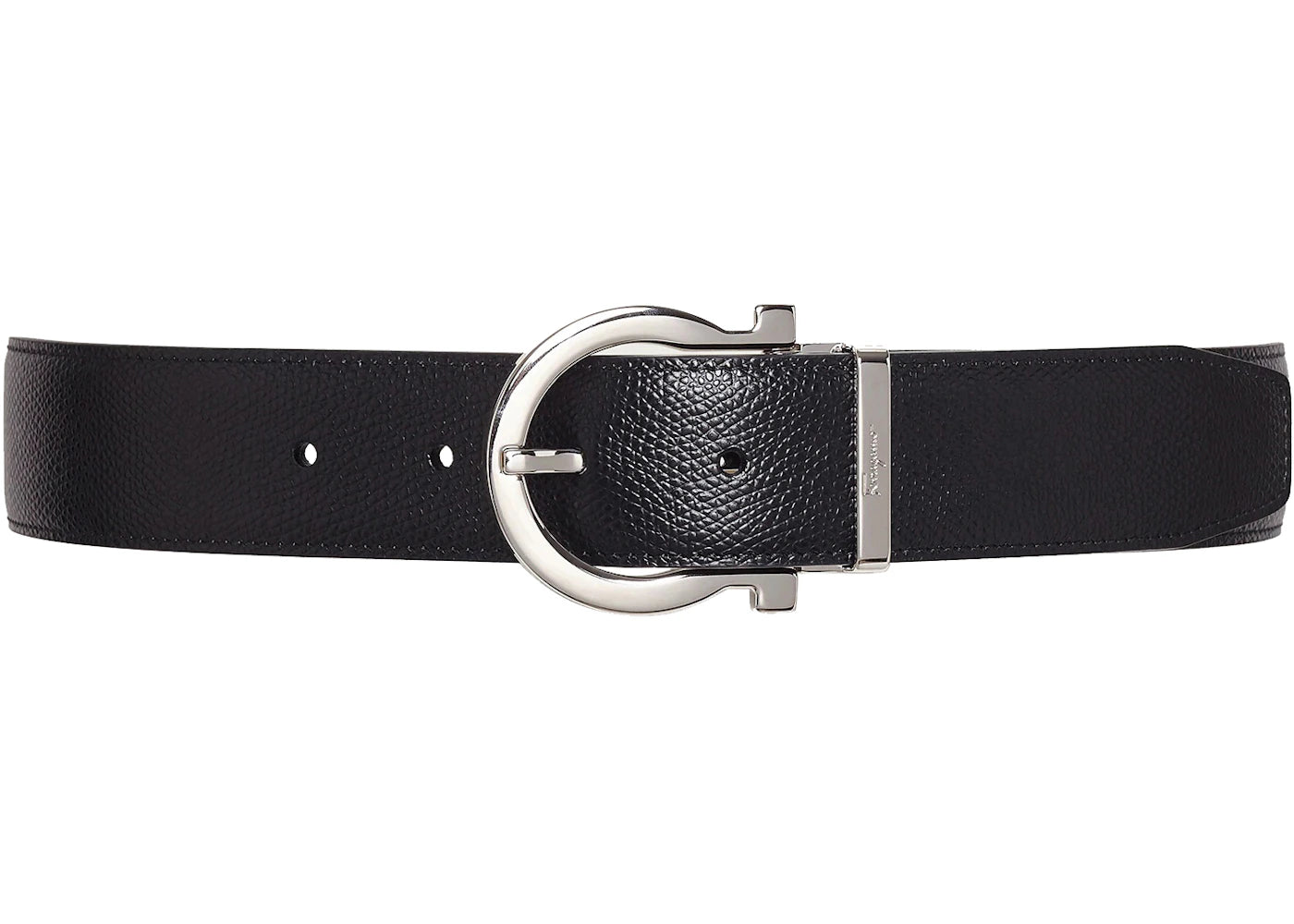 Ferragamo Reversible And Adjustable Gancini Belt Stamped Black/Hickory
