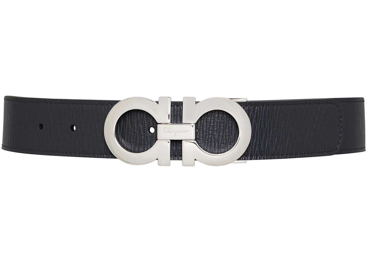 Ferragamo Reversible And Adjustable Gancini Belt Wegner Grey/Black