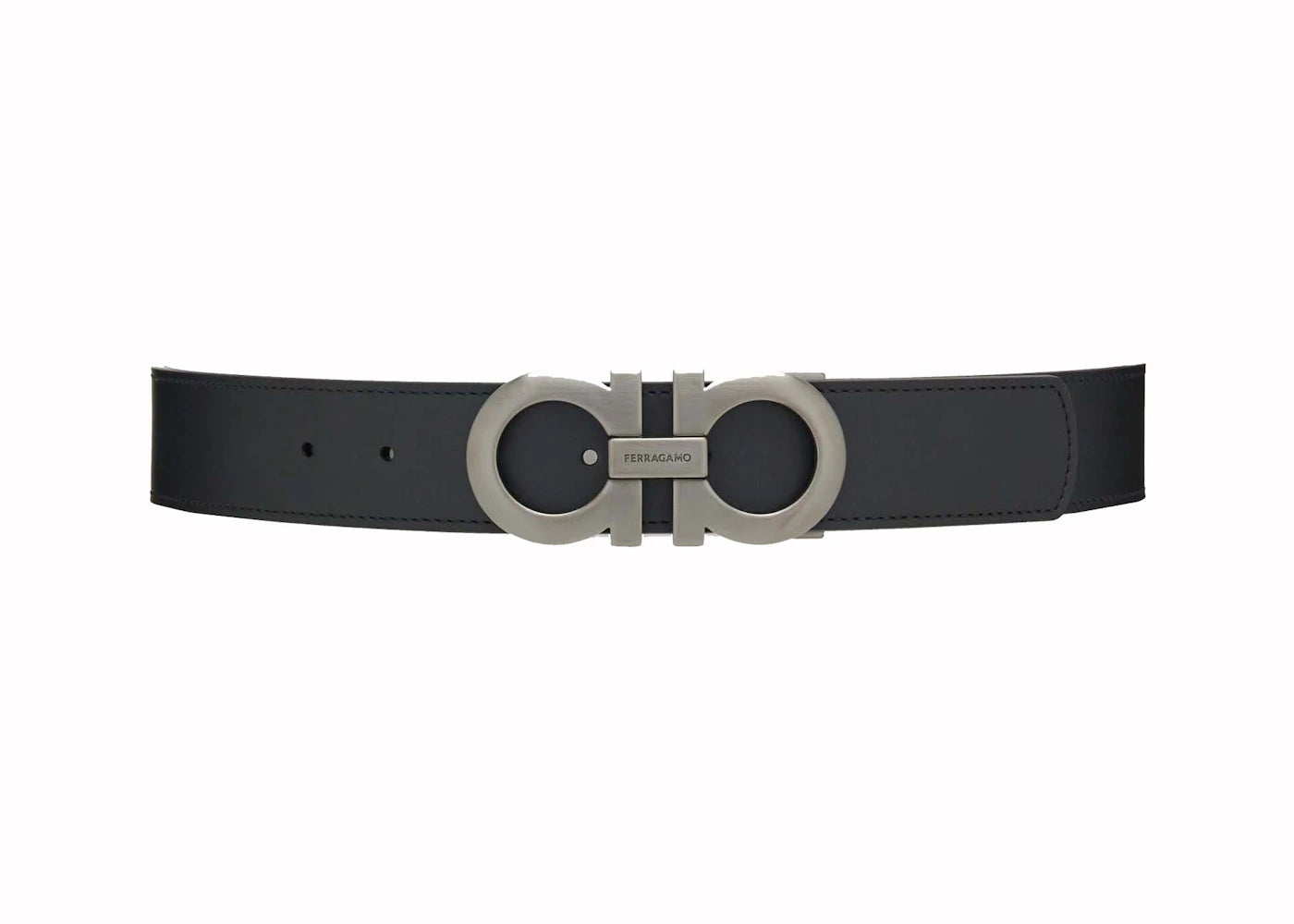 Ferragamo Reversible and Adjustable Gancini Belt (New Logo) (675542 464231) Black/Hickory
