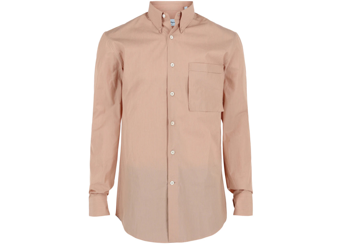 Ferragamo Striped Button-Up Shirt Beige Khaki