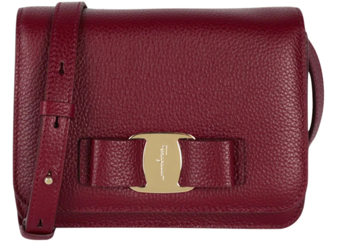 Ferragamo Vara Bow Crossbody Burgundy