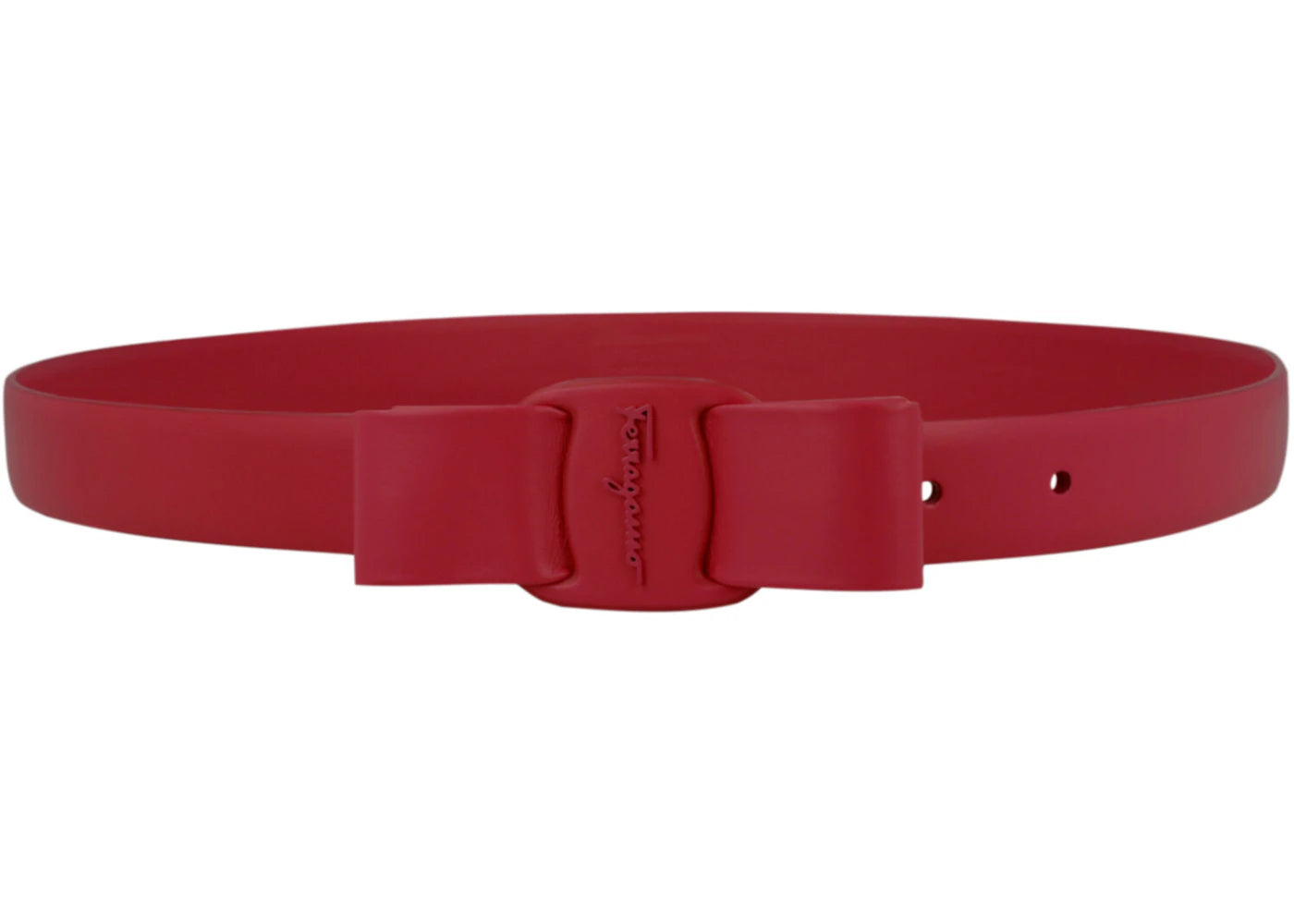 Ferragamo Vara Bow Skinny Belt Red