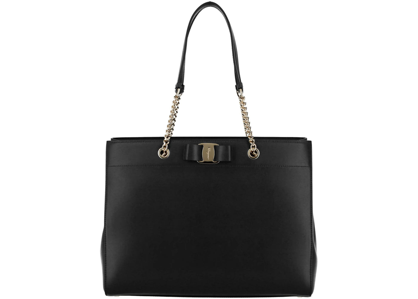 Ferragamo Vara Bow Smooth Leather Tote Black