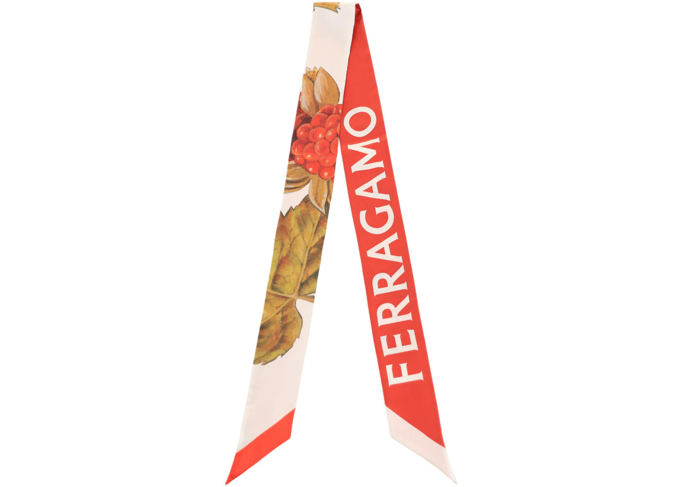 Ferragamo Wild-Berry Print Silk Bandeau White