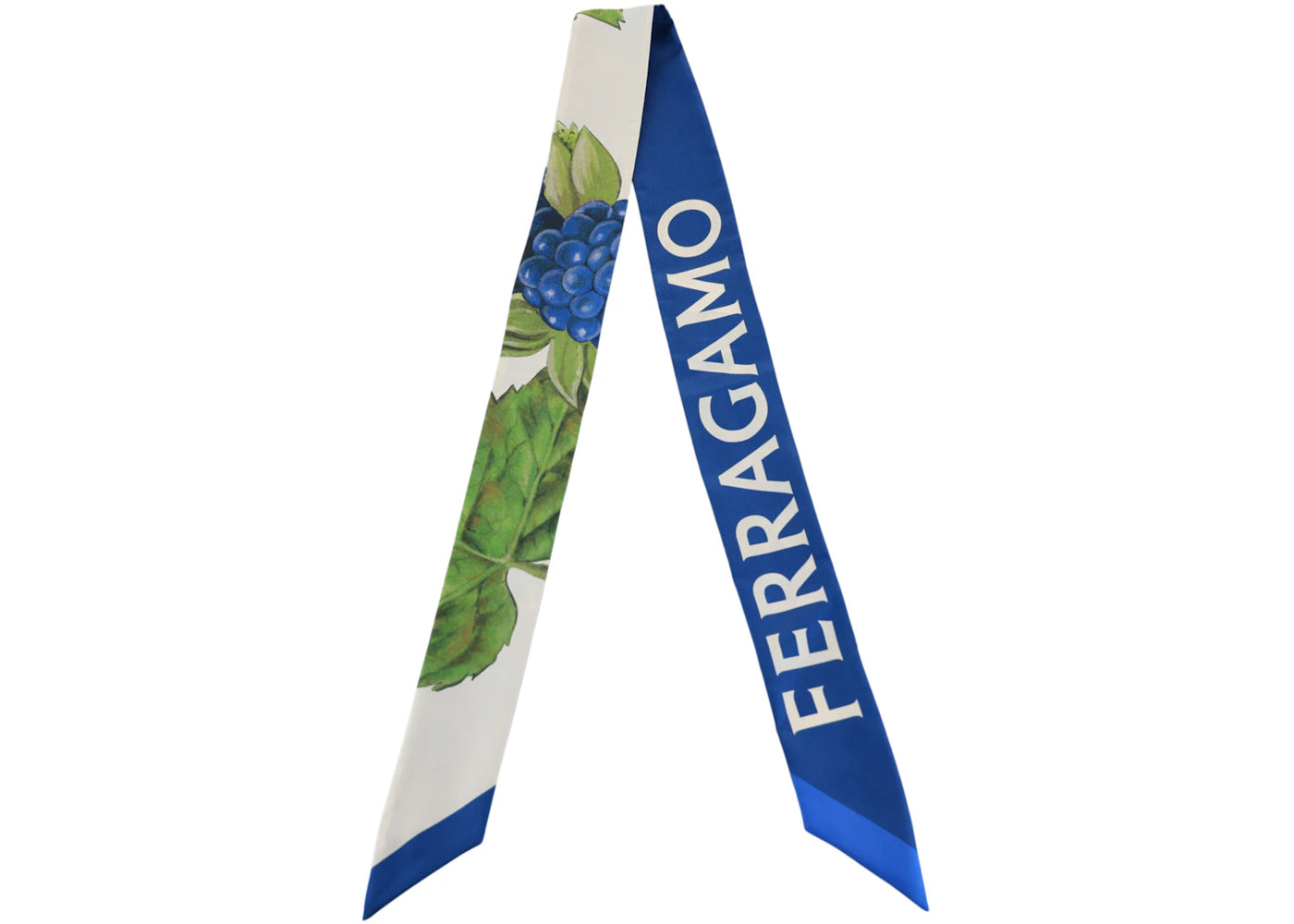 Ferragamo Wild Blueberry-Print Silk Bandeau Green