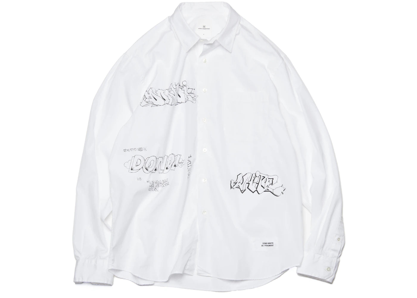 Fragment x Dondi White Graffiti Big Regular Collar Shirt White