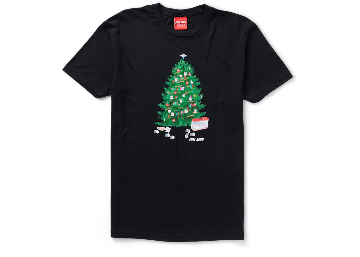 Full Send Happy Dad Christmas Tree T-shirt Black