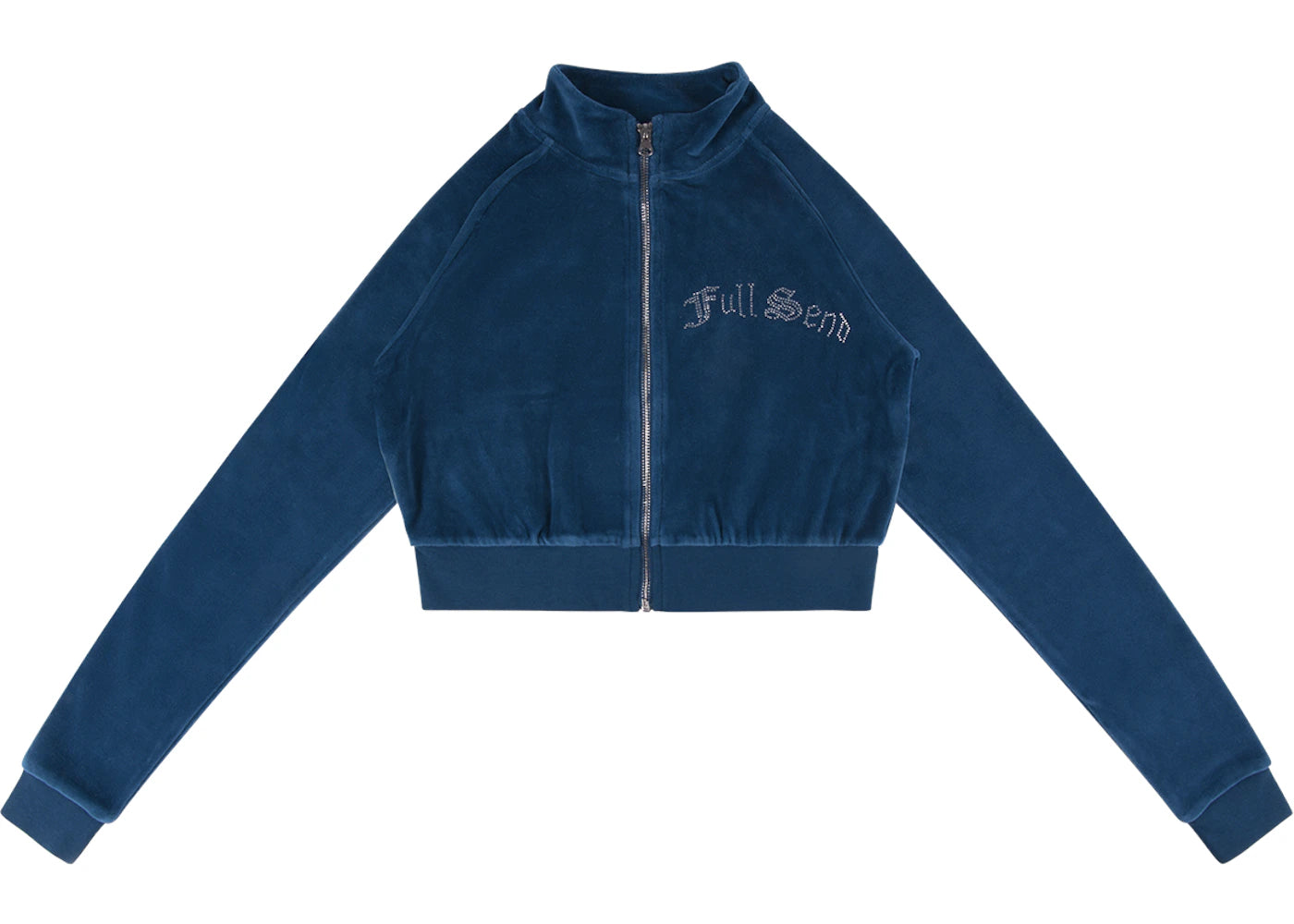 Full Send Rhinestone Velour Track Jacket Blue