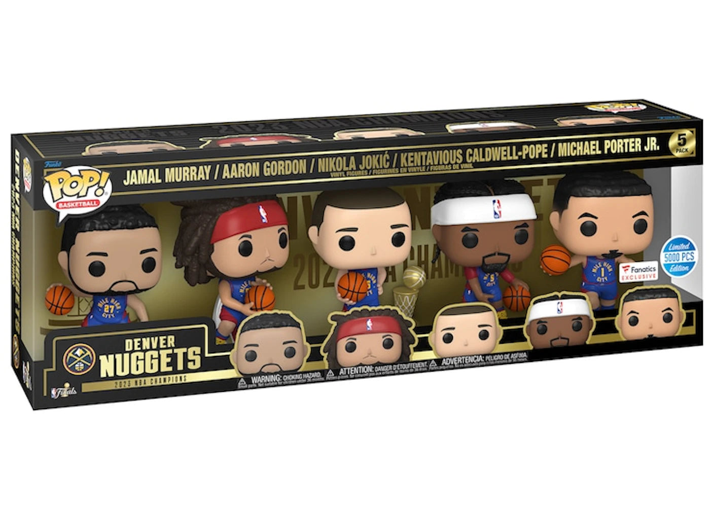 Funko Basketball Denver Nuggets 2023 NBA Finals Champions with Trophy Fanatics Exclusive 5 Pack