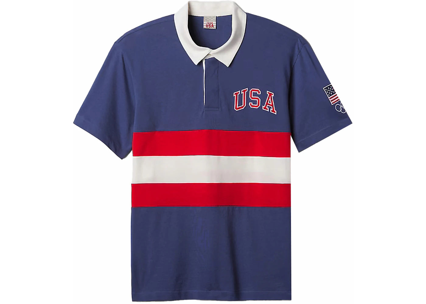 Gap Team USA Polo Shirt Off White Stripe