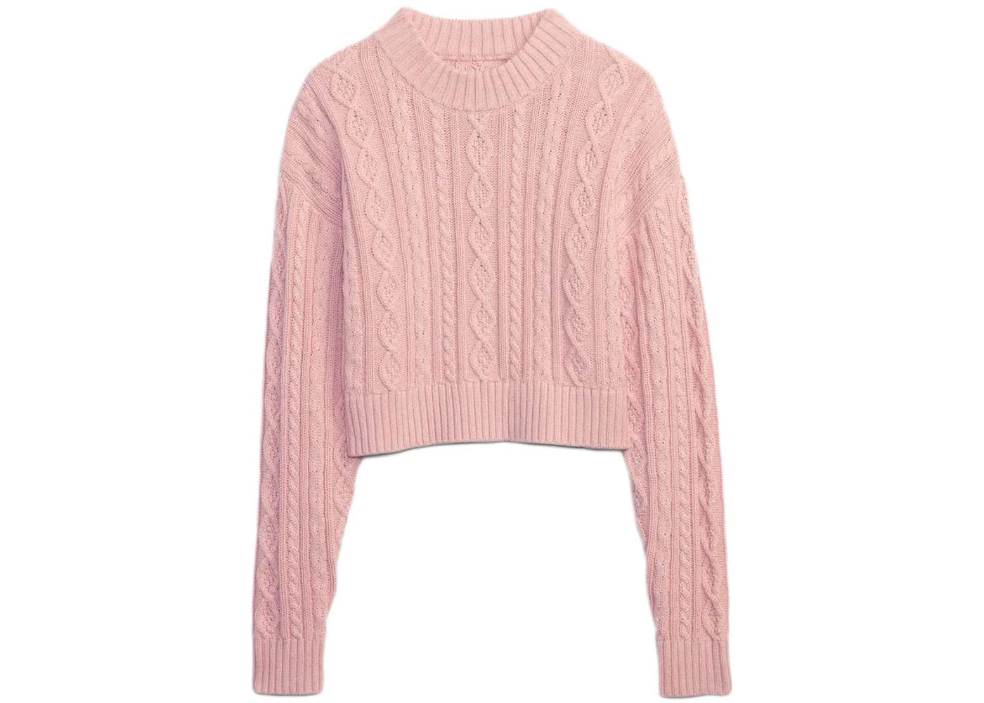 Gap x LoveShackFancy Cable-Knit Cropped Sweater Pink