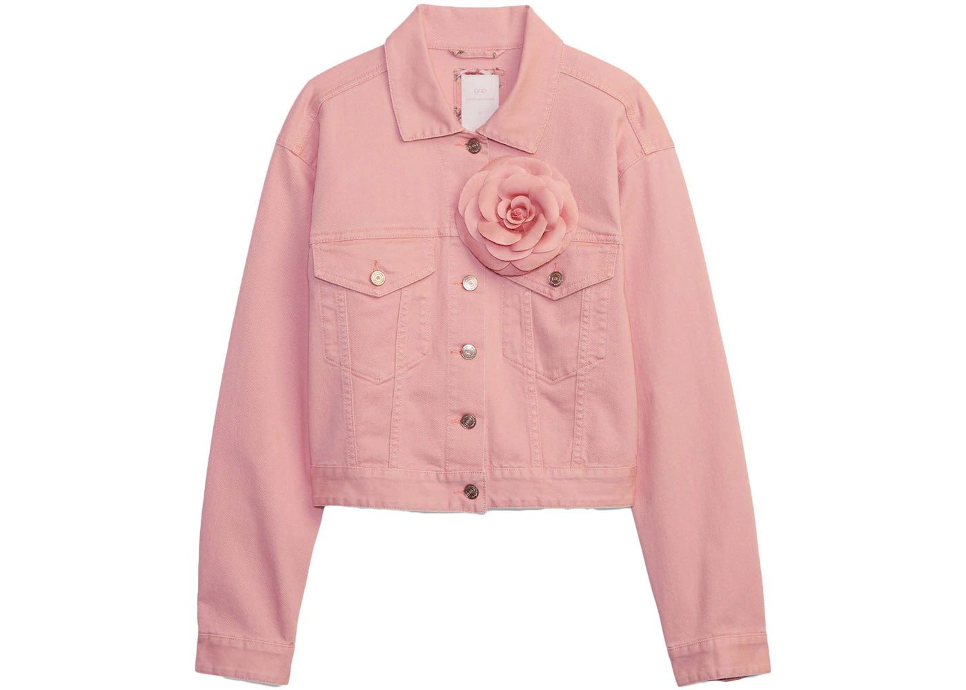 Gap x LoveShackFancy Rosette Icon Denim Jacket with Washwell Pink