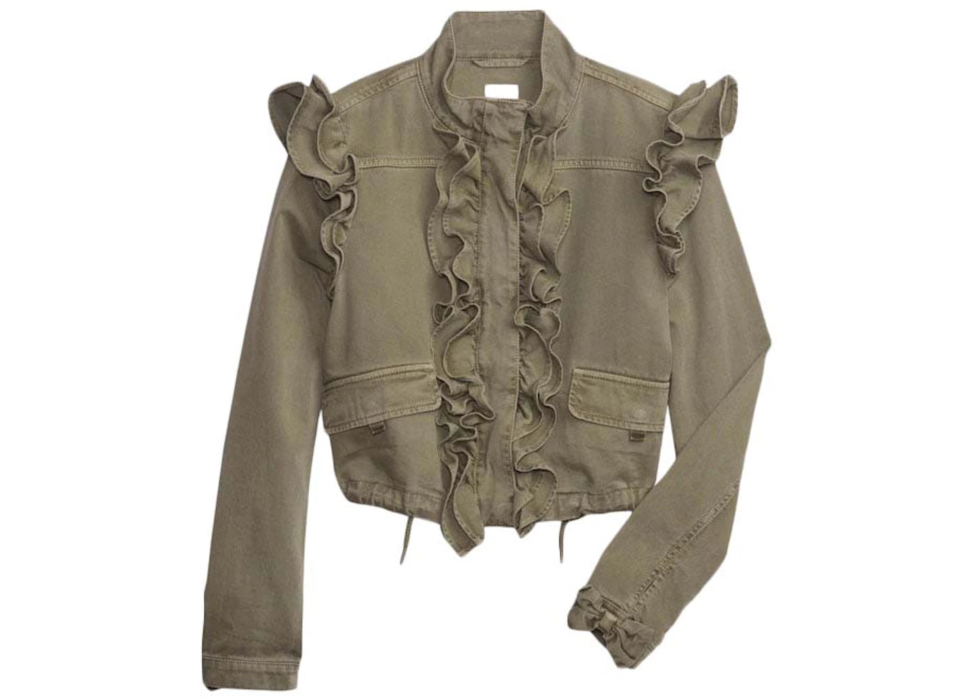 Gap x LoveShackFancy Ruffle Cropped Utility Jacket Army Green