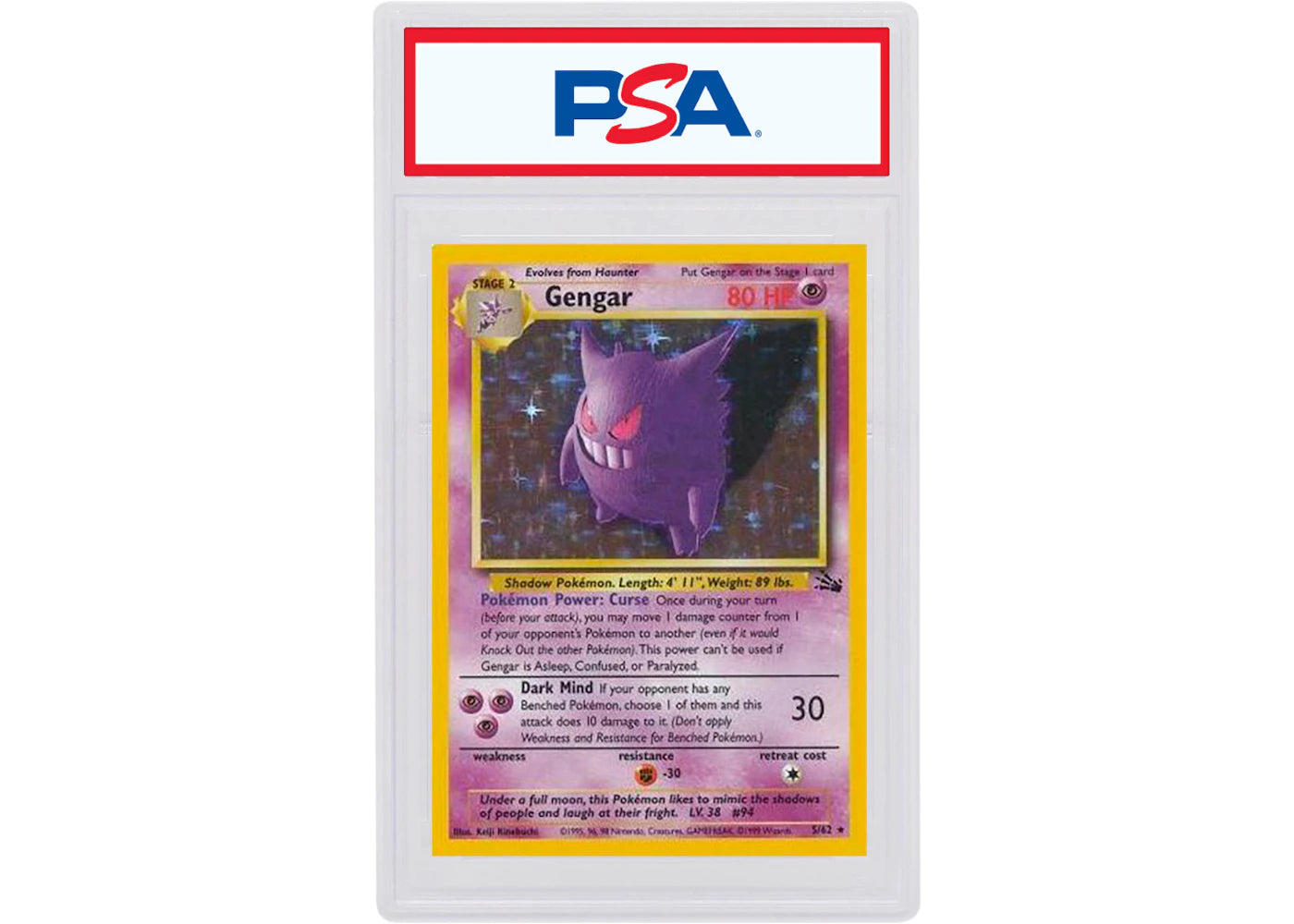 Gengar-Holo 1999 Pokemon TCG Fossil #5/62 (PSA or BGS Graded)