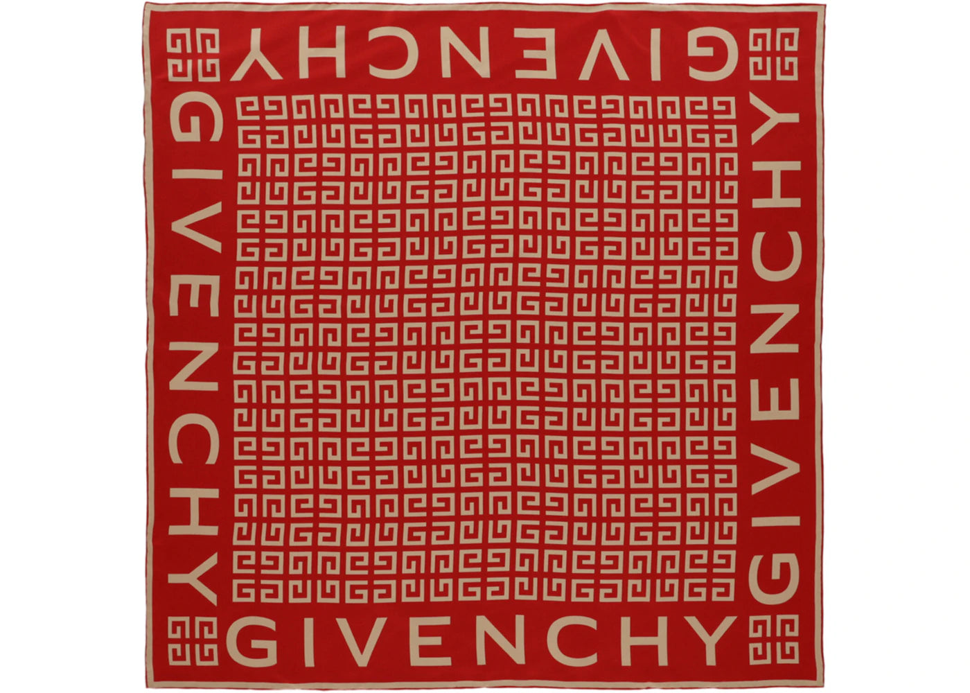 Givenchy 4G Logo Silk Scarf Vermillon Beige Pink
