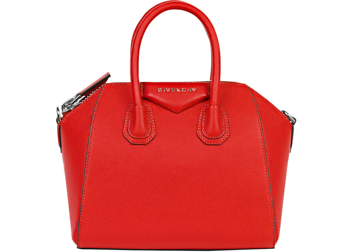 Givenchy Antigona Tote Leather Silver-tone Mini Pop Red
