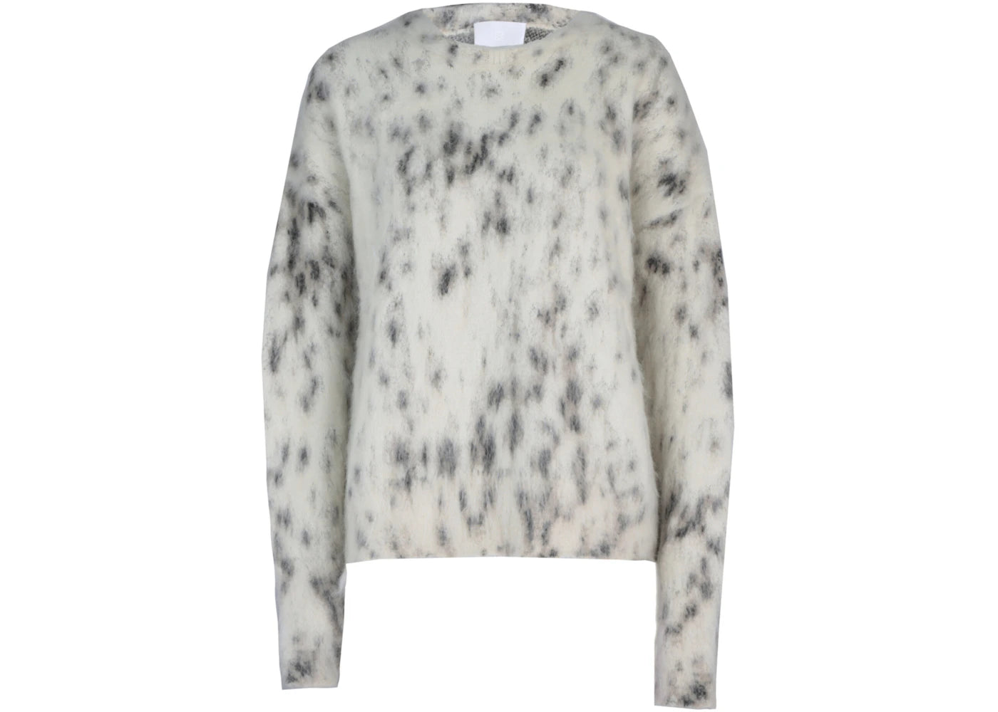 Givenchy Cropped Sweater In Mohair With Snow Leopard Print Beige Black