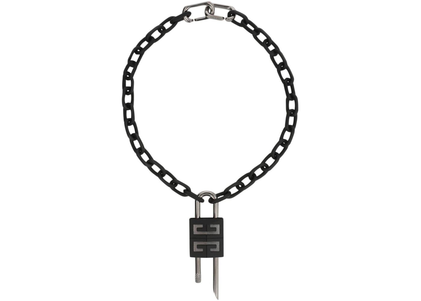 Givenchy Crystal Embellished 4G Padlock Necklace Black