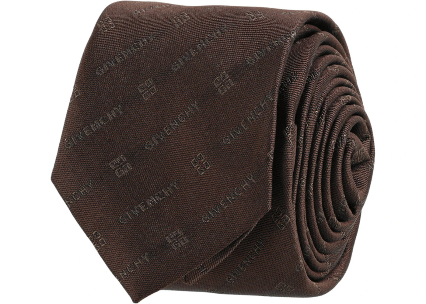 Givenchy Diagonal Logo Silk Tie Dark Brown