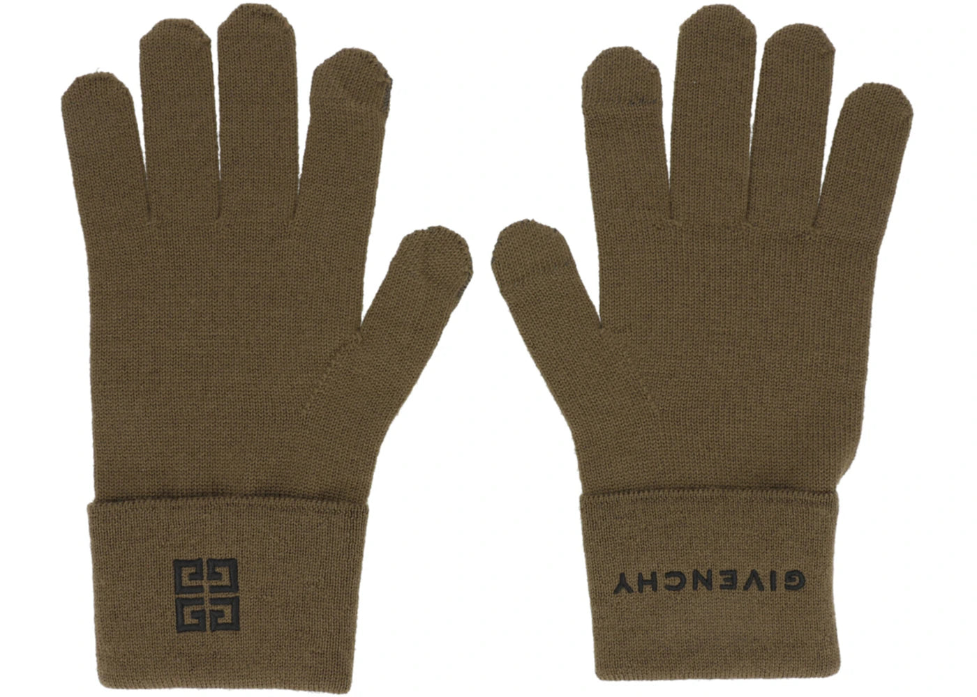 Givenchy Embroidered Logo Gloves Black/Khaki