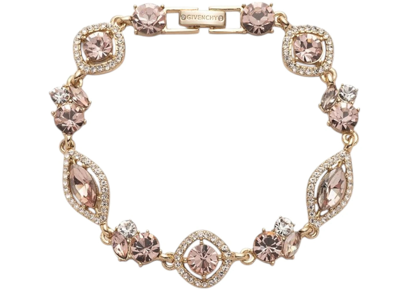 Givenchy Gold Tone Vintage Rose Crystal Flex Line Bracelet Gold/Rose