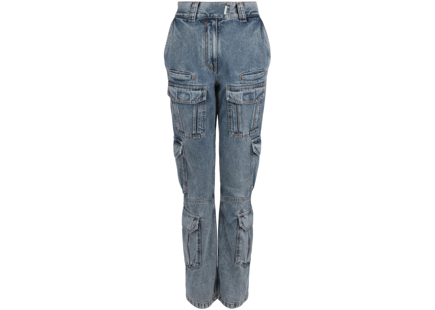 Givenchy High-Rise Straight-Leg Cargo Jeans Light Blue