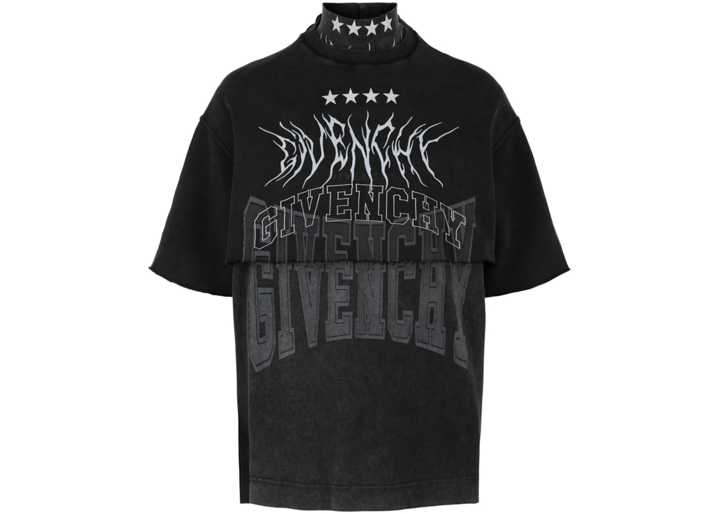 Givenchy Layered Graphic T-shirt with Balaclava Grey