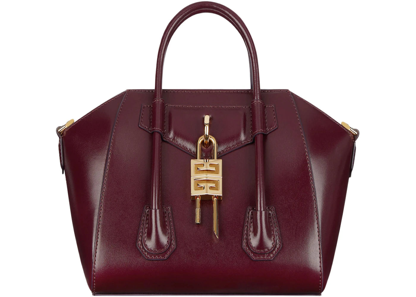Givenchy Mini Antigona Lock Bag In Box Leather Oxblood Red