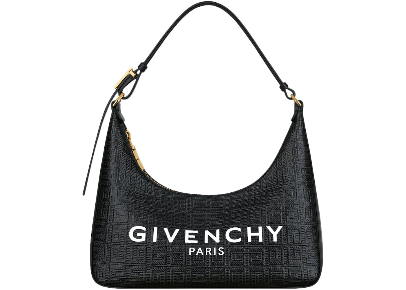 Givenchy Moon Cut Out Shoulder Bag Small 4G Embossed Givenchy Paris Print Black/White