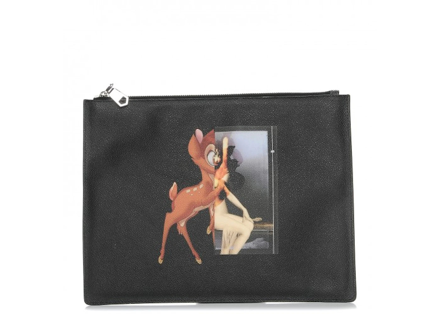 Givenchy Cosmetic Pouch Bambi Print Textured Medium Black