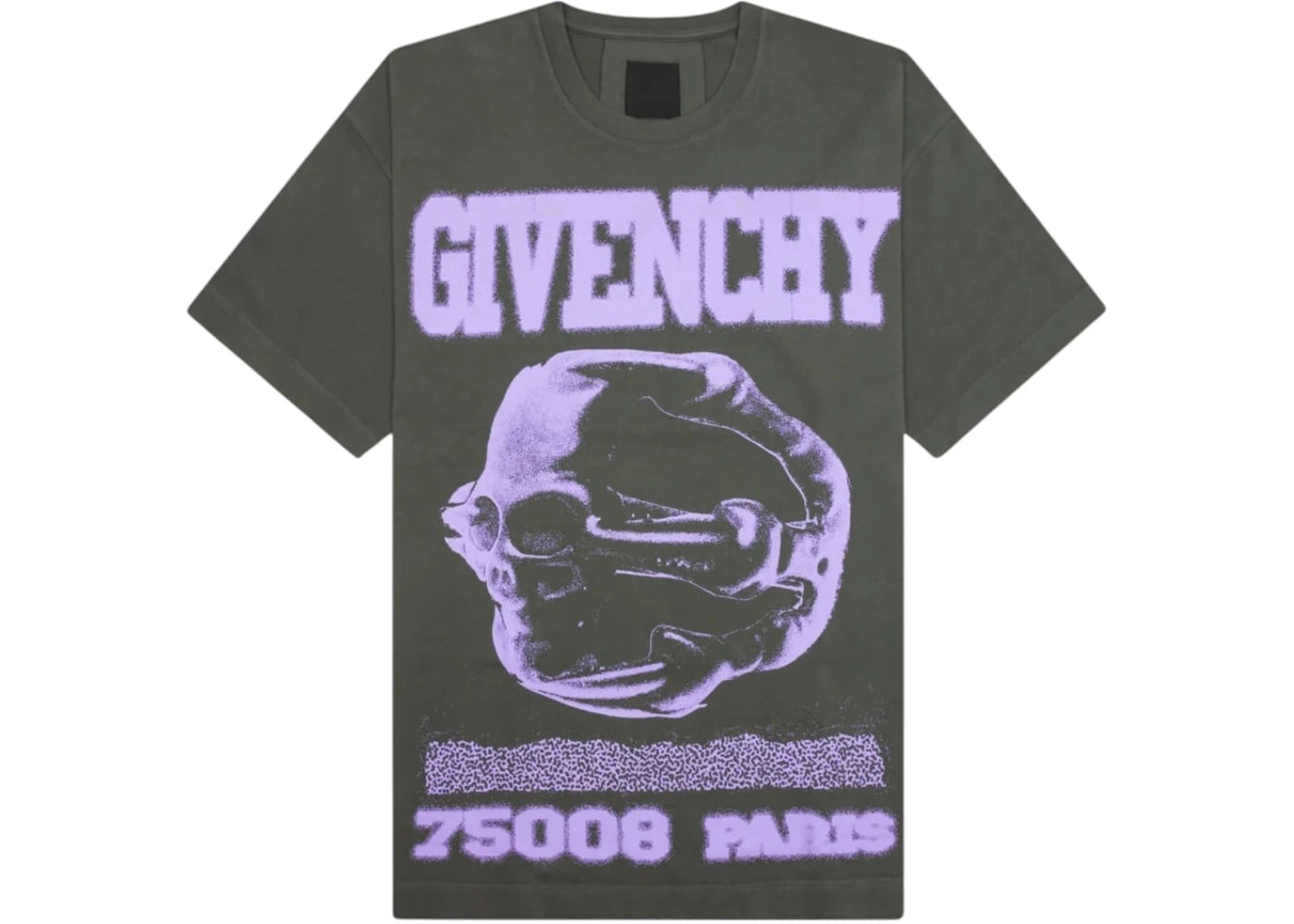 Givenchy Spray Skull Design Casual Fit T-Shirt Grey