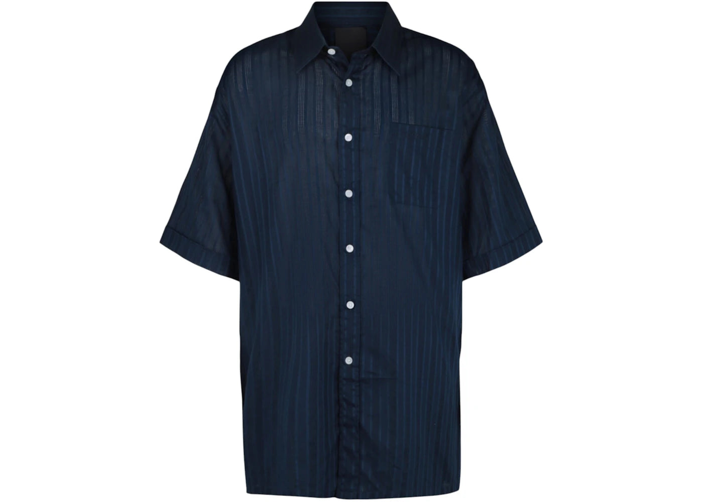 Givenchy Striped Cotton Voile Short-Sleeve Shirt Navy