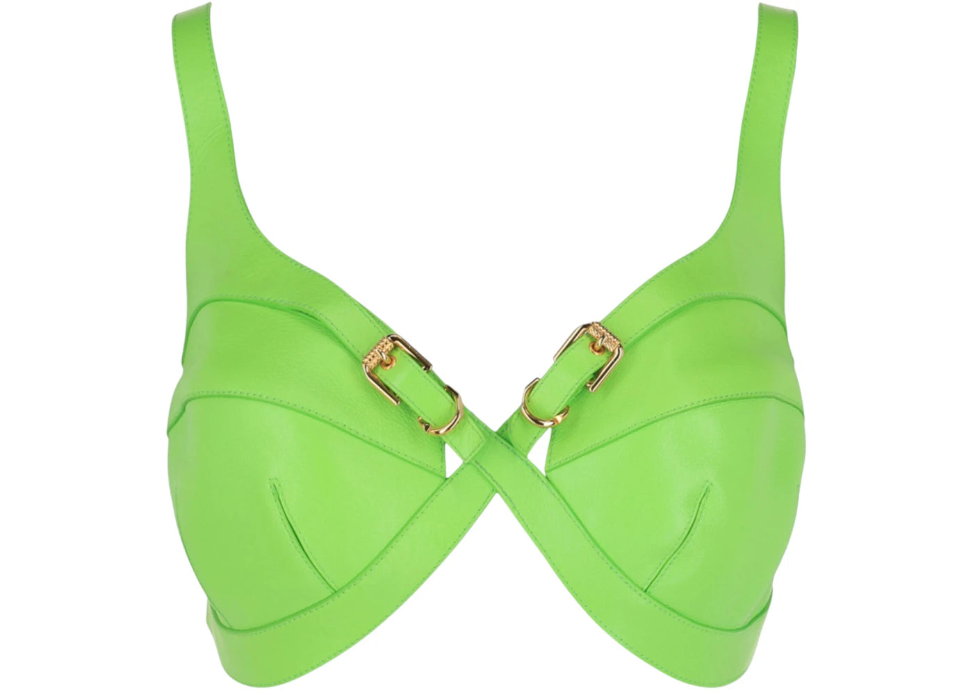 Givenchy Women's Crisscross Leather Top Bright Green