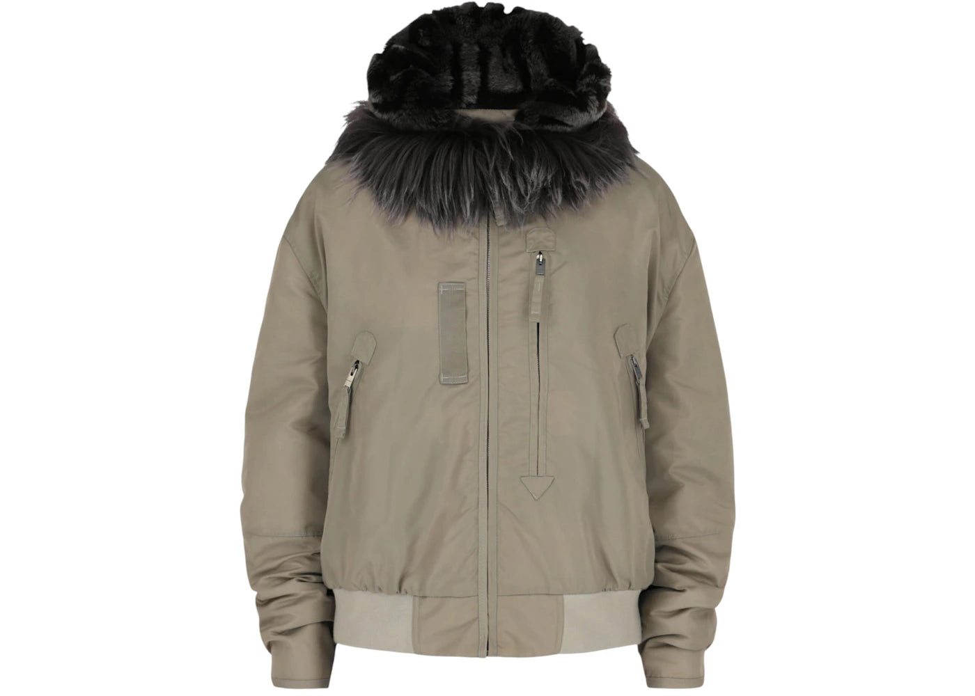 Givenchy Women's Cropped Bomber Jacket With 4G Fur Hood Mastic