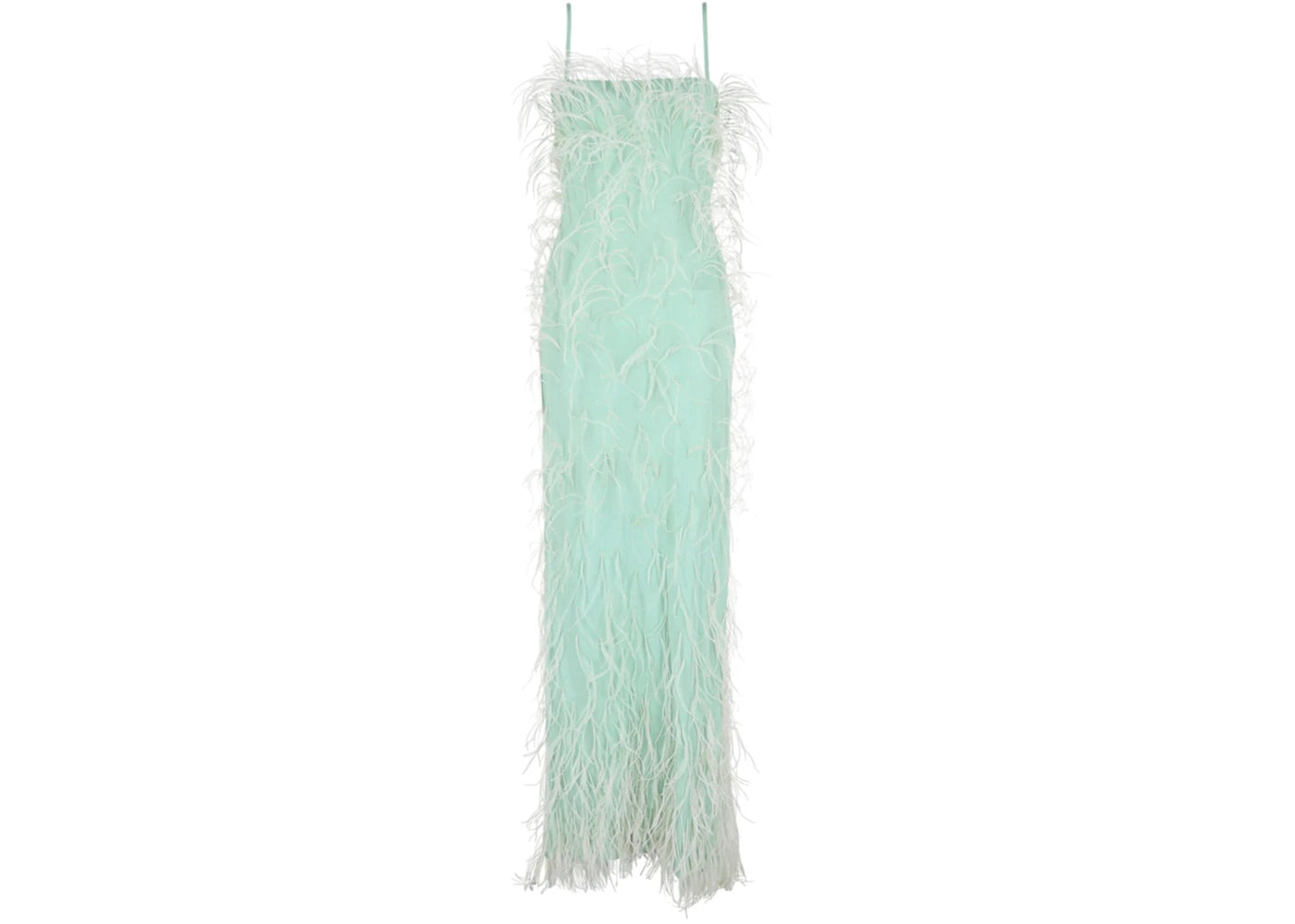 Givenchy Women's Embroidered Feather Column Gown Green Mint