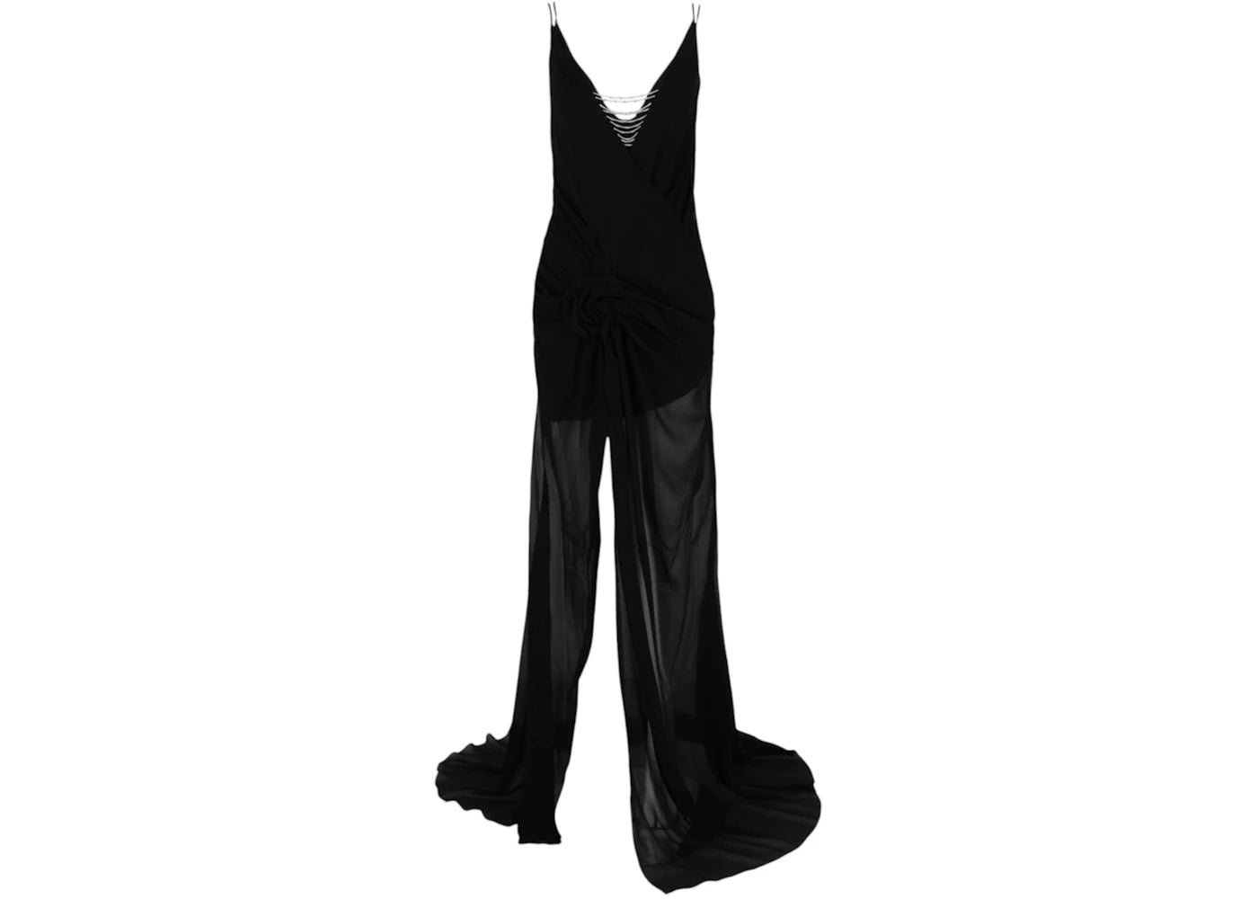 Givenchy Women's Evening Draped Dress In Silk With Pearl Chains Black