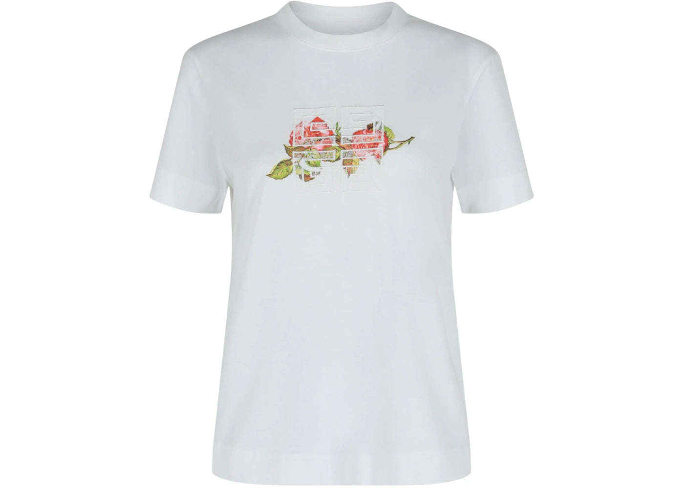 Givenchy Women's Floral 4G Logo Embroidered T-Shirt White