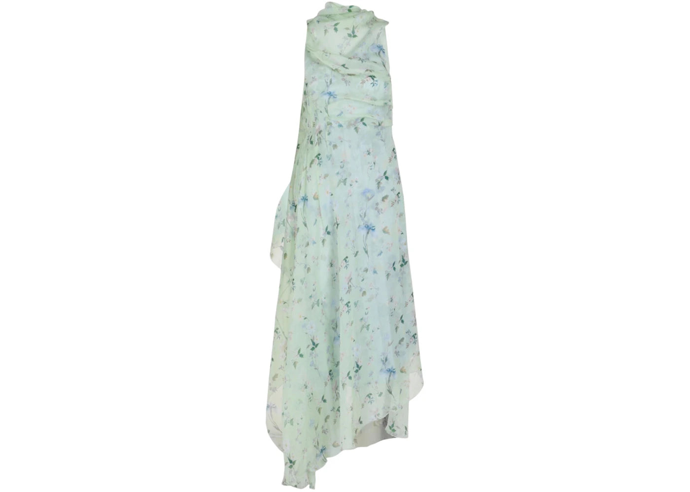 Givenchy Women's Floral Print Draped Dress Ice Blue